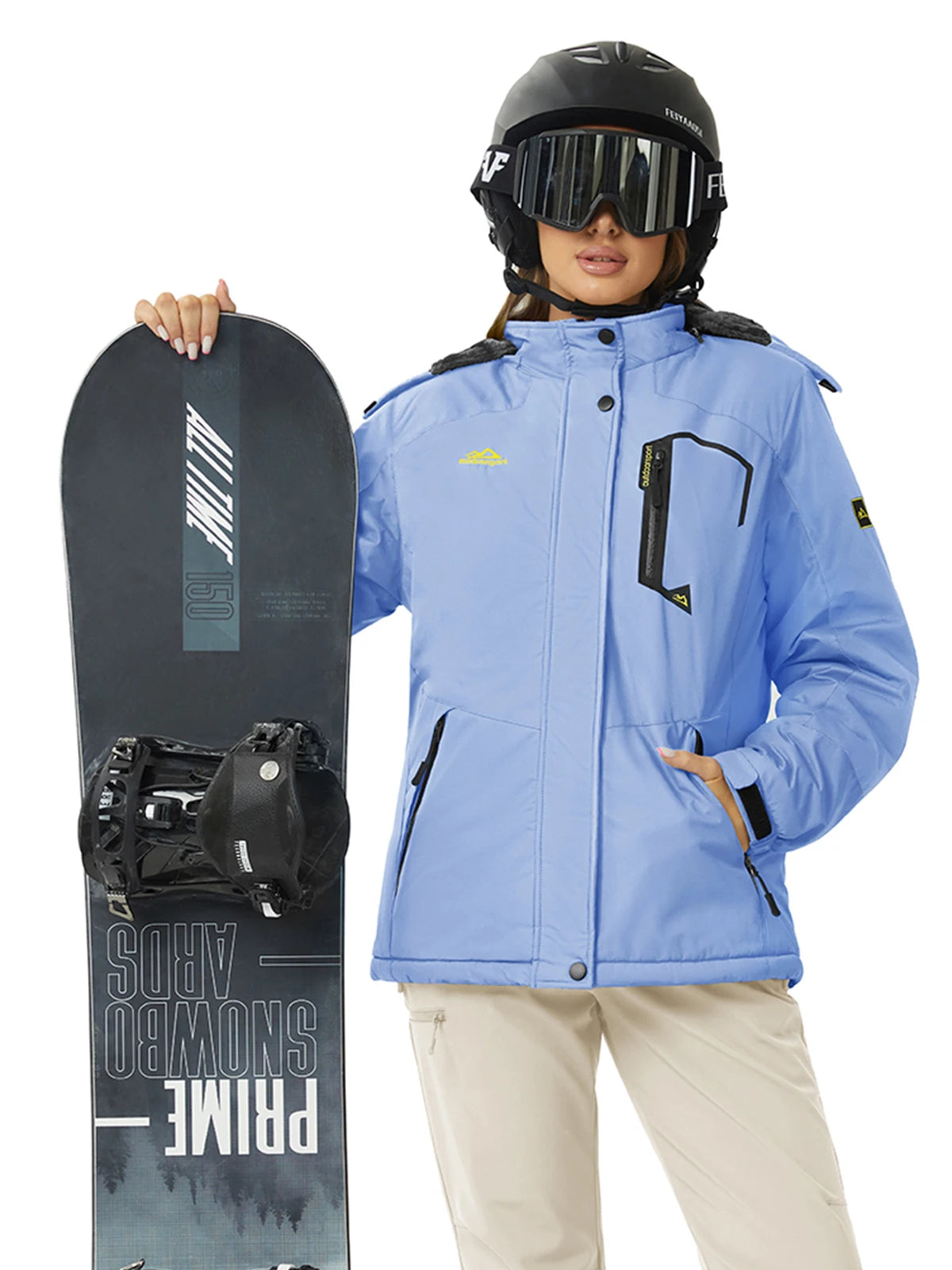 Women's Waterproof Insulated Ski Jacket With Hood Fleece Lined Snow Coat