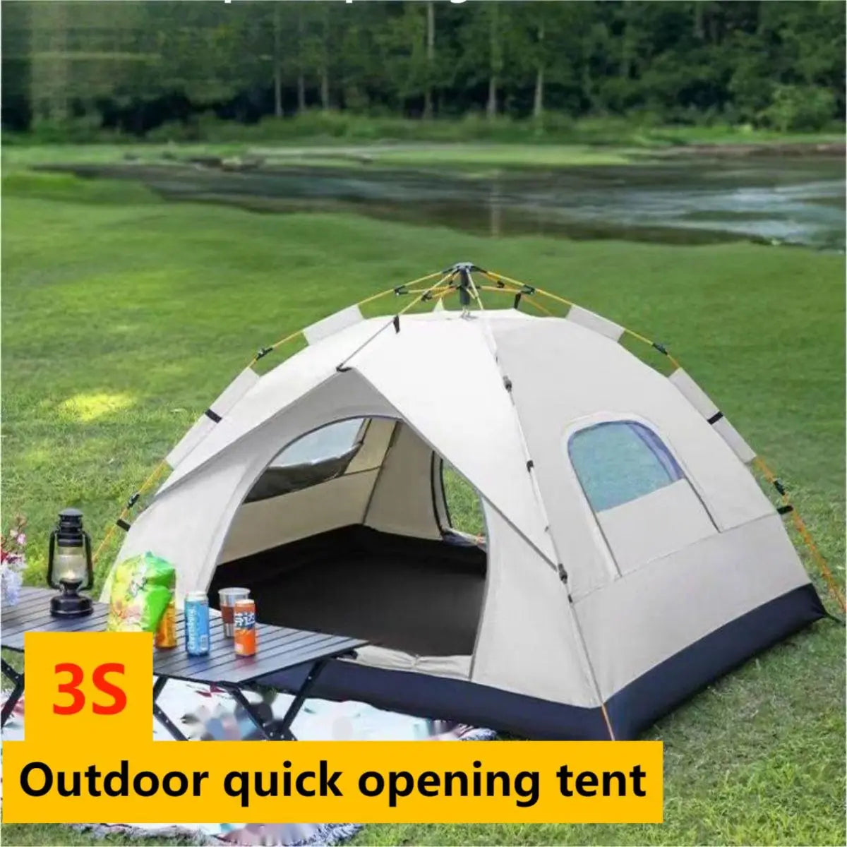 Pakicetus Automatic Quick Opening Tent For 3 4 People With Two Doors And Windows