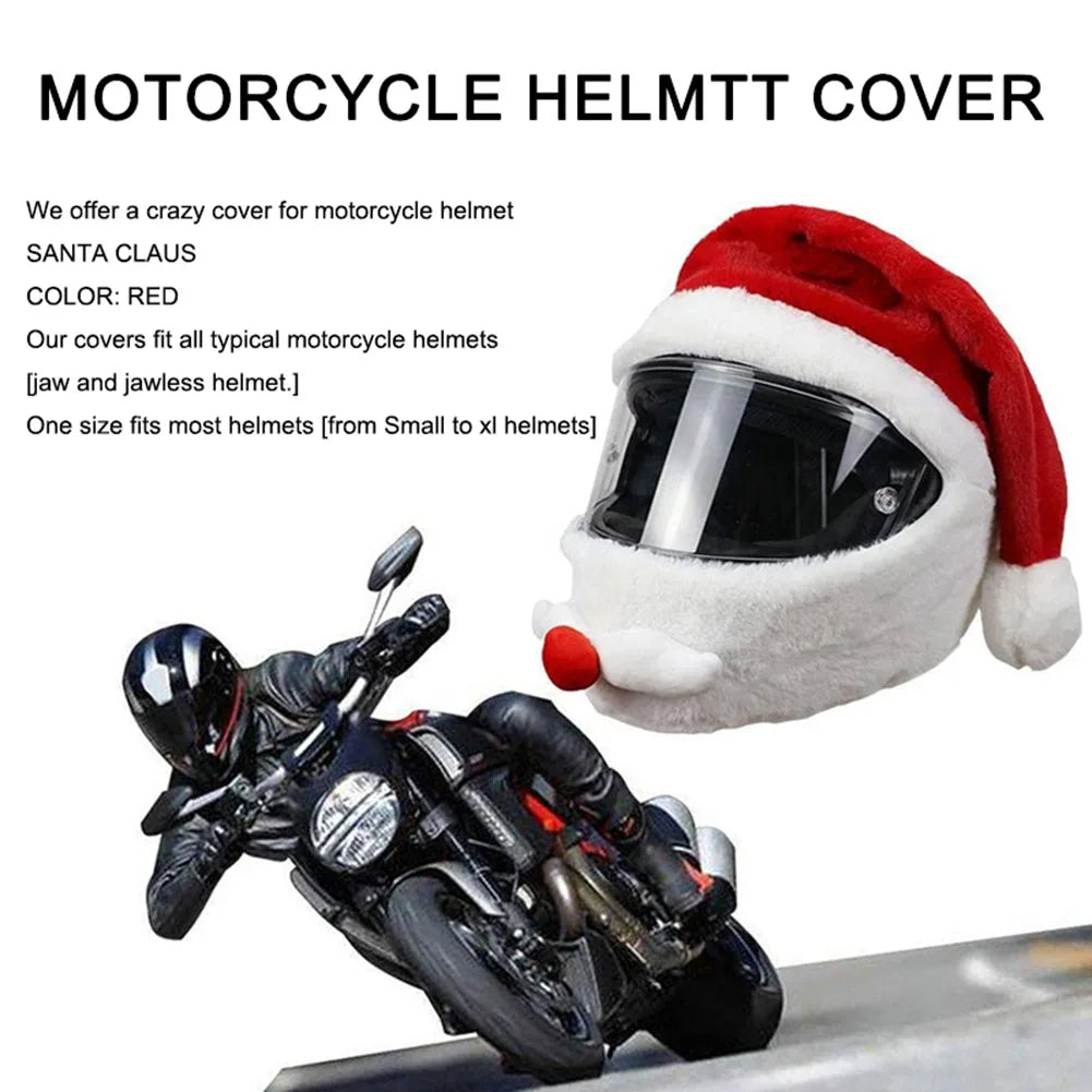 Santa Claus Plush Christmas Helmet Cover Full Face Motorcycle Helmets