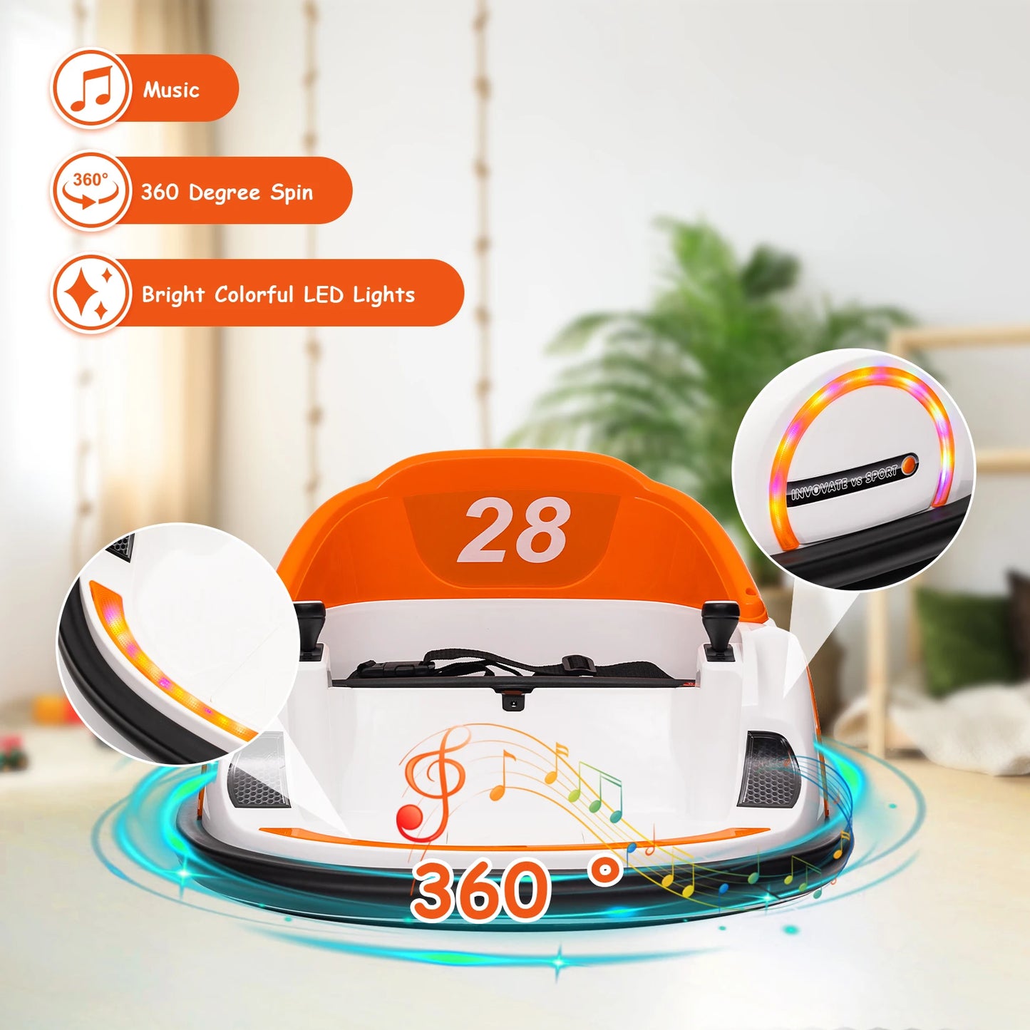 12V Ride On Bumper Car for Kids Ride on Toy Gifts Toddlers Electric Bumping Car with Remote Control, Battery Display, LED Lights