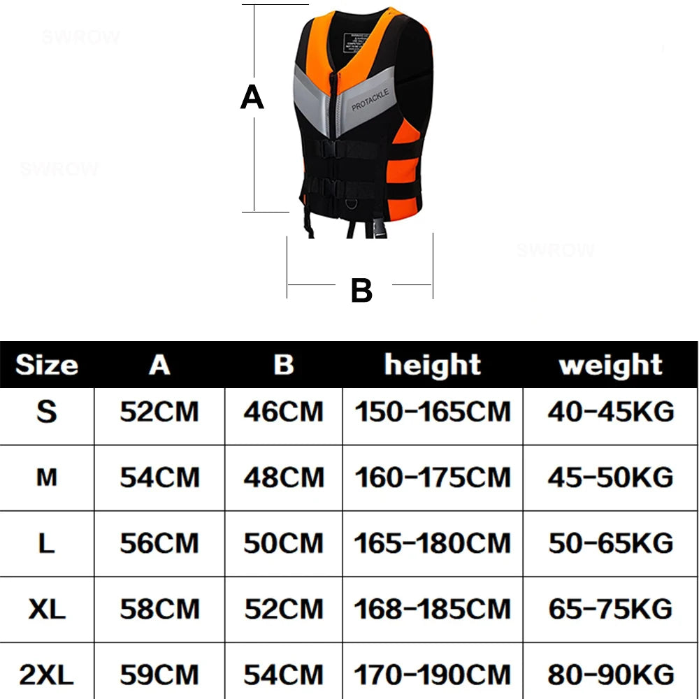 Neoprene Sea Life Jacket Adults Men Buoyancy Drifting Safety Vest Buckle Floating Foam Surfing Sailboard Racing Boats Kayaks