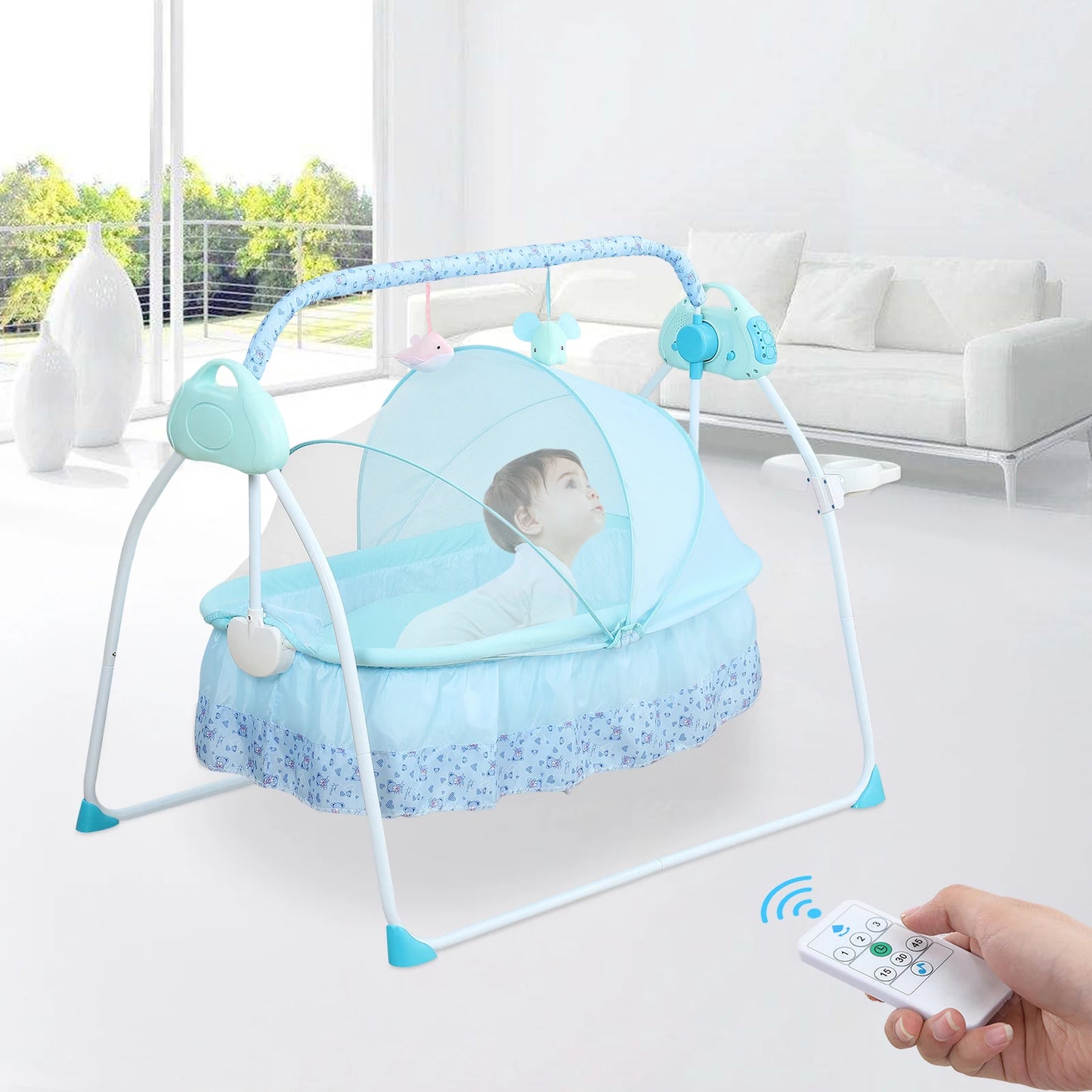 Automatic Baby Swing With Music And Mosquito Net Cradle For Infants
