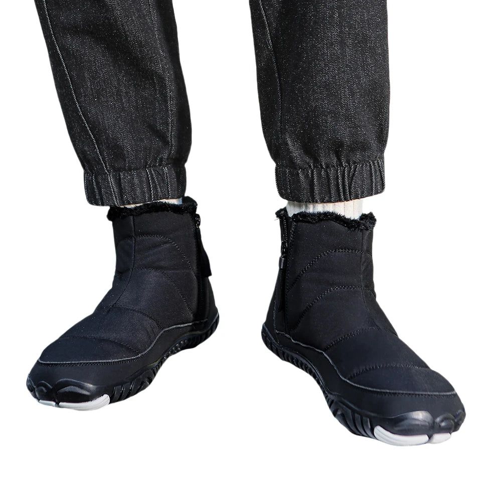 Winter Snow Barefoot Shoes Zip Closure Minimalist Ankle Boots For Men Women
