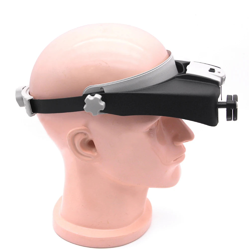 Wearable Helmet Magnifier With 2 LED Lights Headband For Jewelry Repair