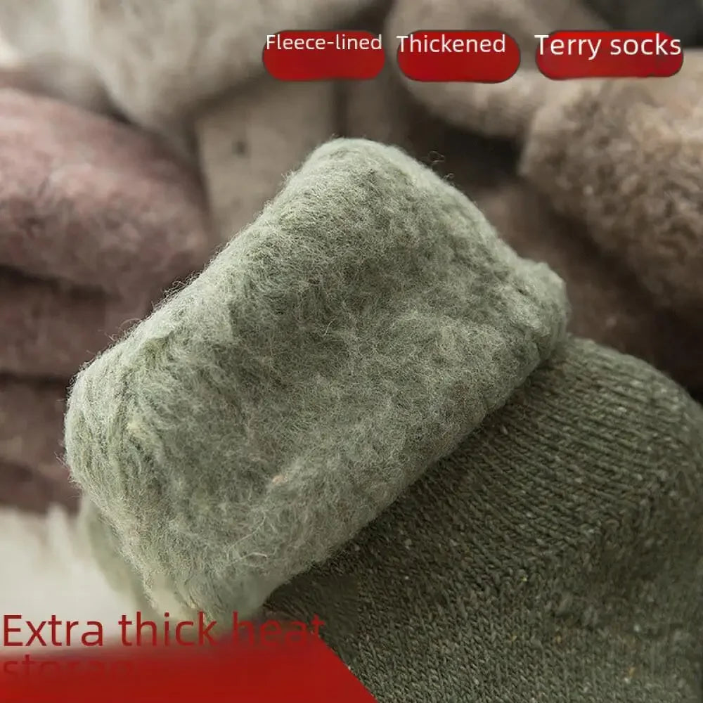 Thick Winter Wool Socks For Women Fuzzy Velvet Snow Hosiery Warm Crew Socks