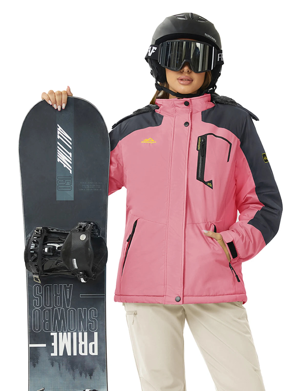 Women's Waterproof Insulated Ski Jacket With Hood Fleece Lined Snow Coat