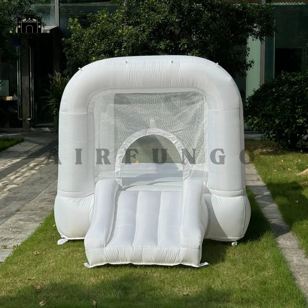 8ft White Bounce House Indoor Outdoor Softplay Inflatable White Castle Bouncer with Blower For Christmas/Birthday/Thankgiving