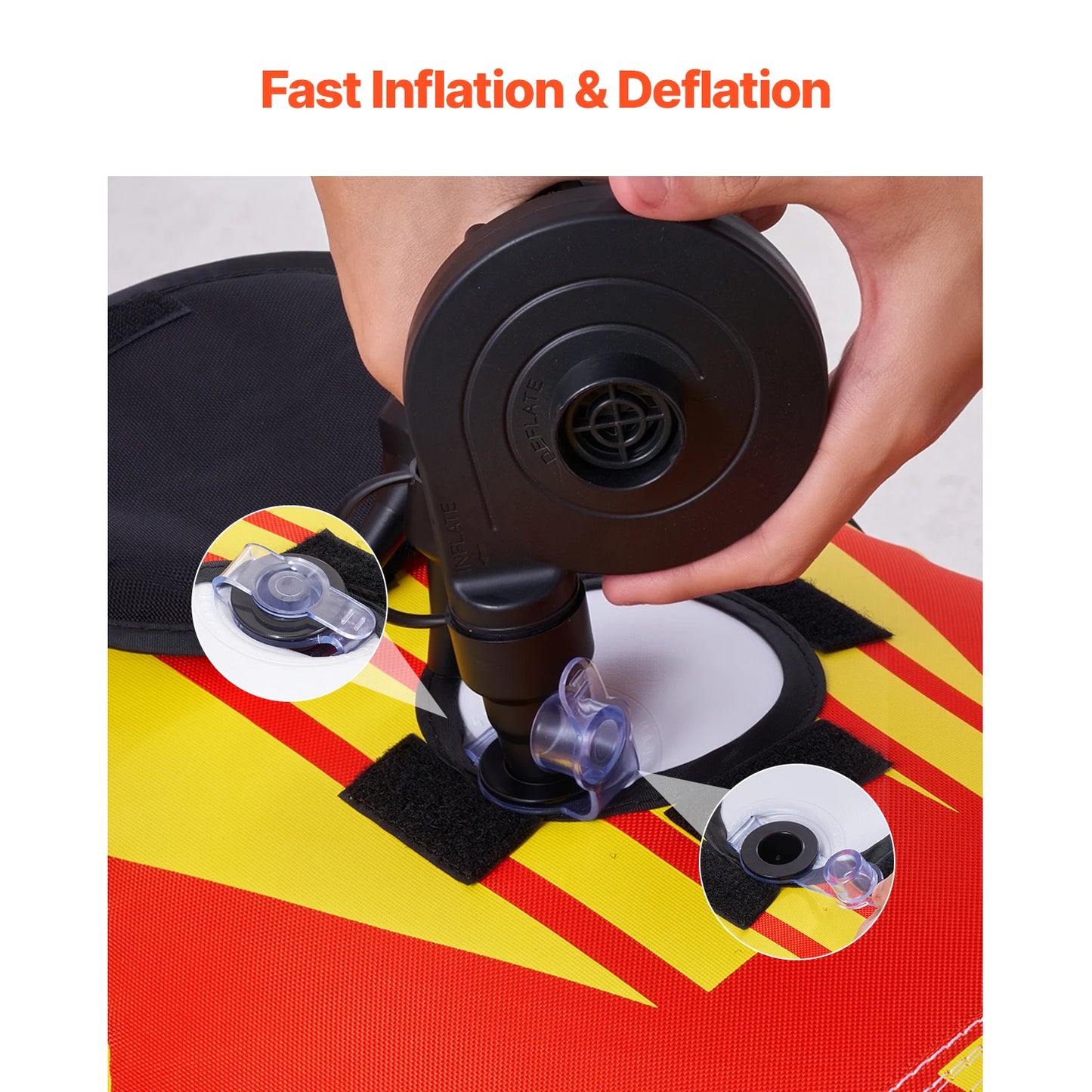 SucceBuy 1 to 3 Rider Towable Tube for 510 Lb Capacity Hot Dog Water Sport Tube