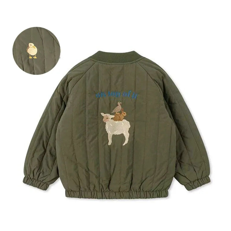 Unisex 4 To 6Y Thickened Cotton Jacket For Autumn Winter Kids Outerwear