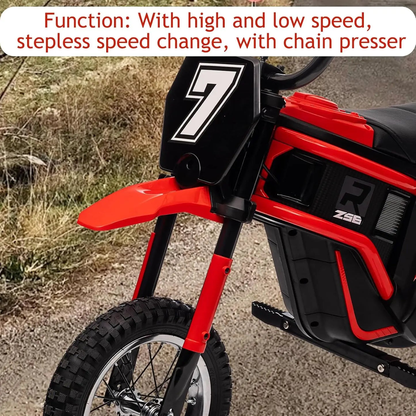 Ride On Motorcycle for Kids Electric Dirt Bike 24-Volt 350-Watt Kid's Toys Up to 14.29 MPH, 2-Speed Modes, Max Load 135 Lbs