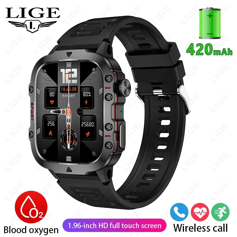 IP68 Rugged Military Smartwatch With Bluetooth Call For Android iOS
