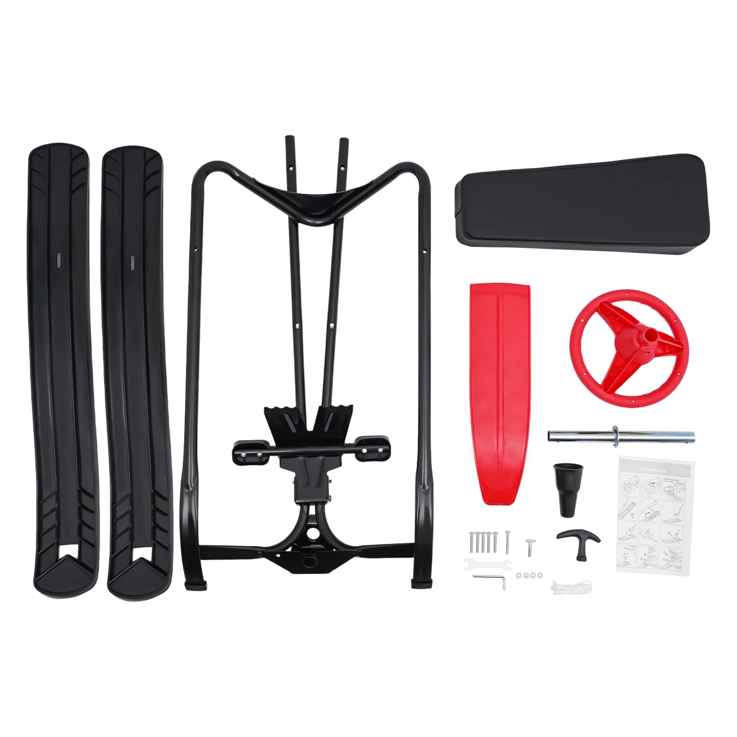 Snow Racer Sled With Steering Wheel Brakes Durable Anti Slip Kids Snow Fun