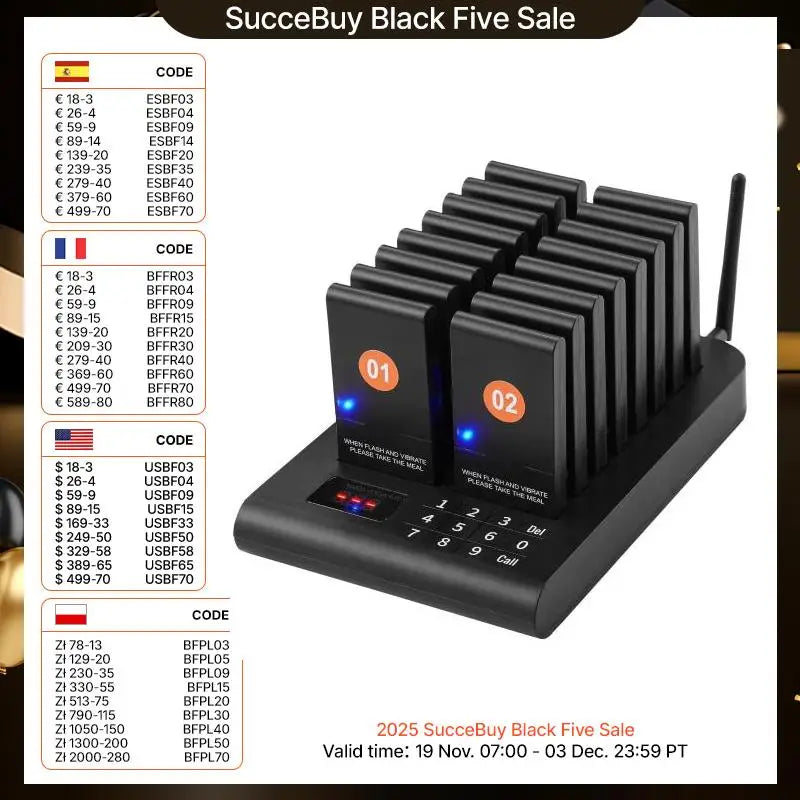 Succebuy Restaurant Pager System With Beepers And Vibration
