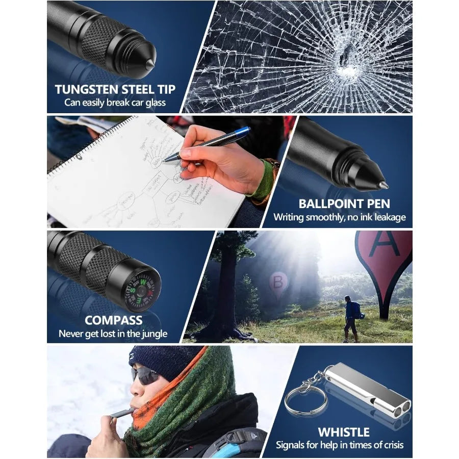 12 In 1 Tactical Pen Self Defense Multitool for Everyday Carry Outdoor Survival