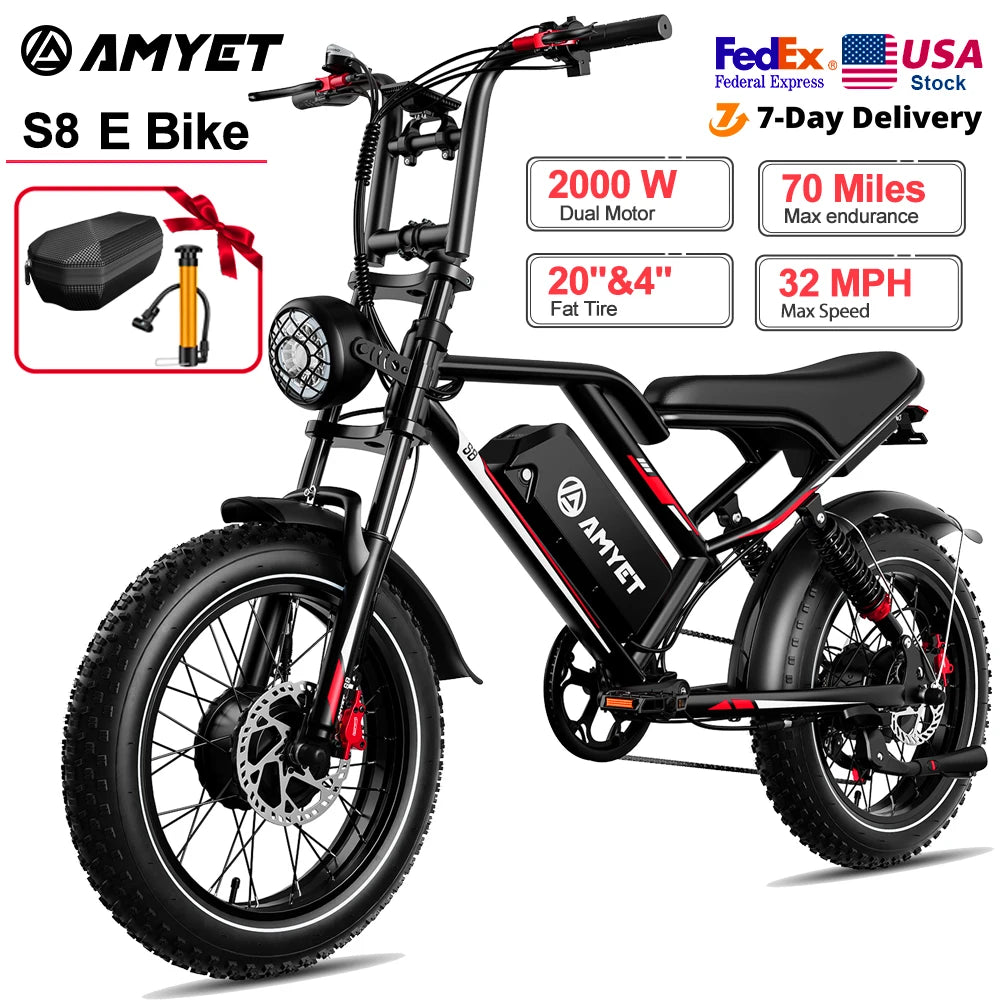 AMYET S8 Dual Motor 2000W Electric Bike 48V Battery