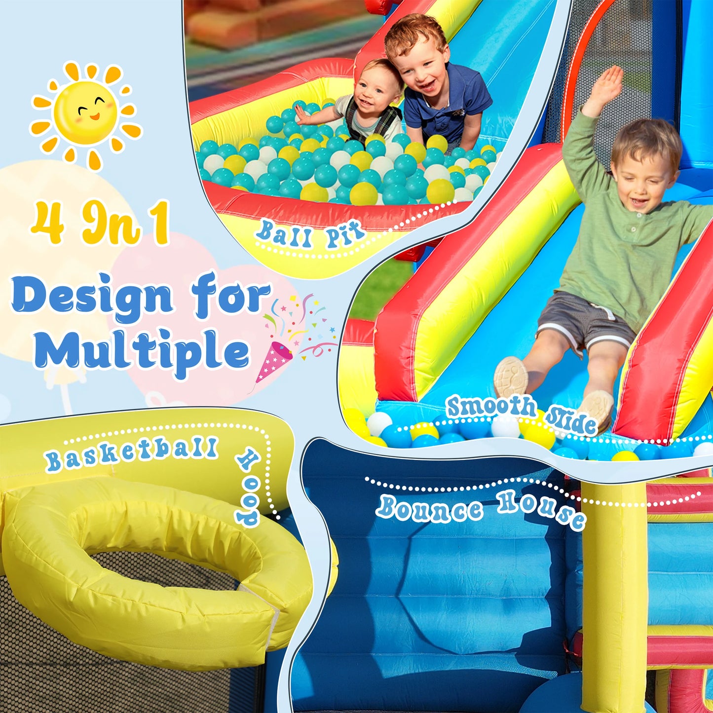 News Inflatable Rocket Bounce House Castle Ball Pit for Kids Indoor Outdoor w/Blower Commercial children's playground