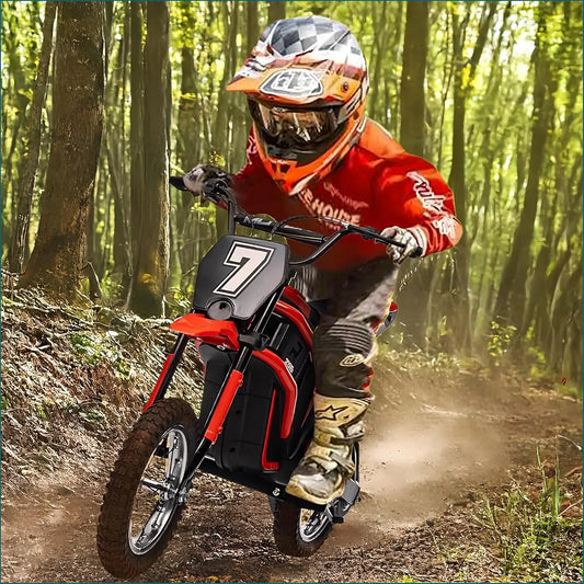 Ride On Motorcycle for Kids Electric Dirt Bike 24-Volt 350-Watt Kid's Toys Up to 14.29 MPH, 2-Speed Modes, Max Load 135 Lbs