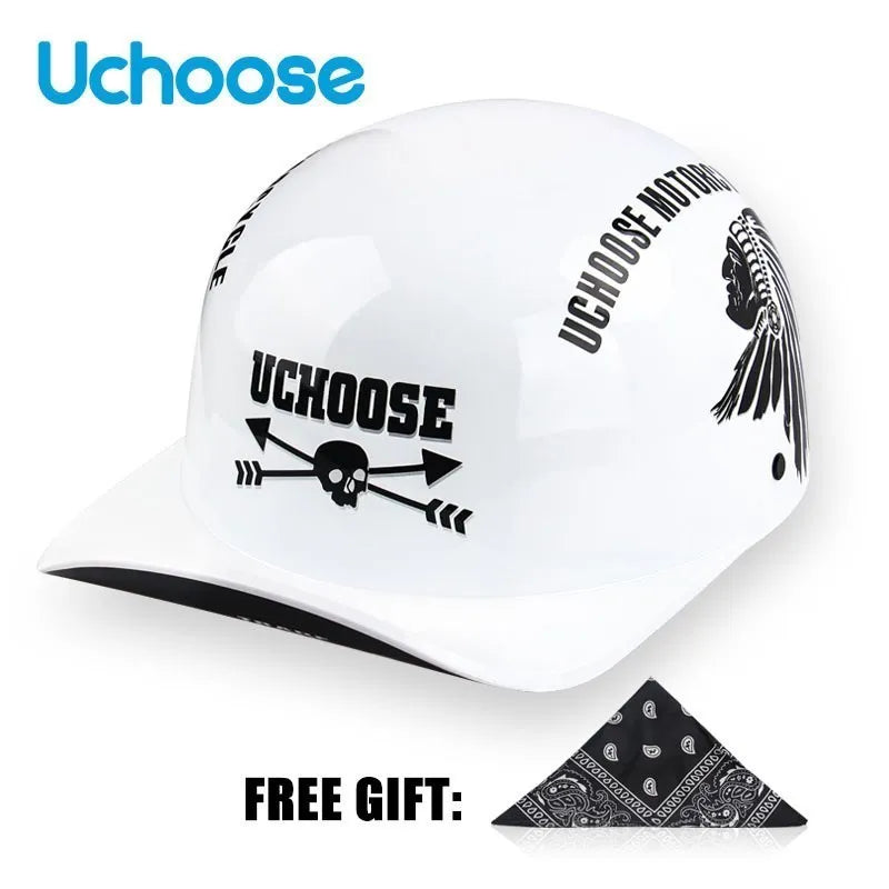 Uchoose Baseball Cap Helmet Motorcycle Vintage Retro Helmets Summer Open Face Scooter Cruiser Chopper Gangster DS Men Women Kid