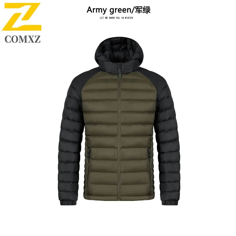 COMXZ Mens Winter Hooded Cotton Jacket With Fleece Lined Parka