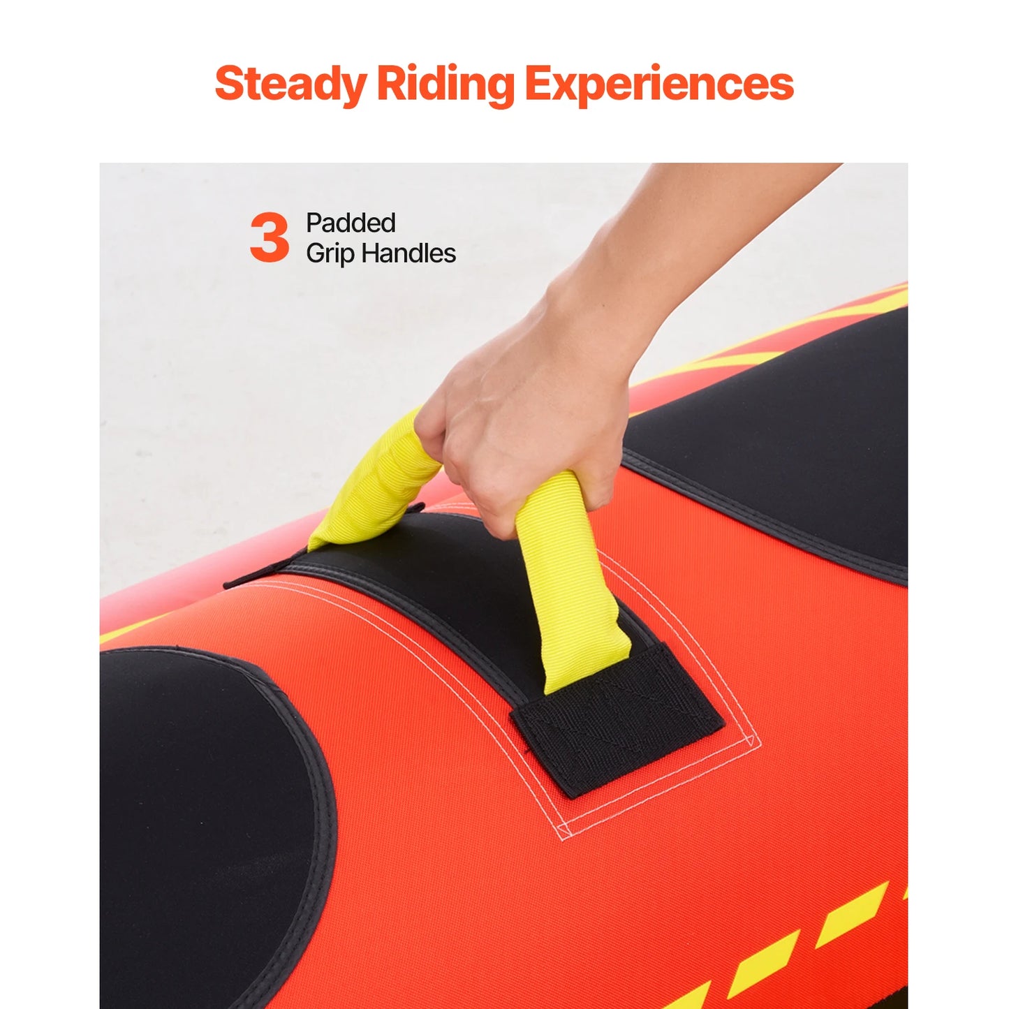 SucceBuy 1 to 3 Rider Towable Tube for 510 Lb Capacity Hot Dog Water Sport Tube