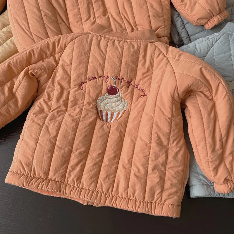 Unisex 4 To 6Y Thickened Cotton Jacket For Autumn Winter Kids Outerwear