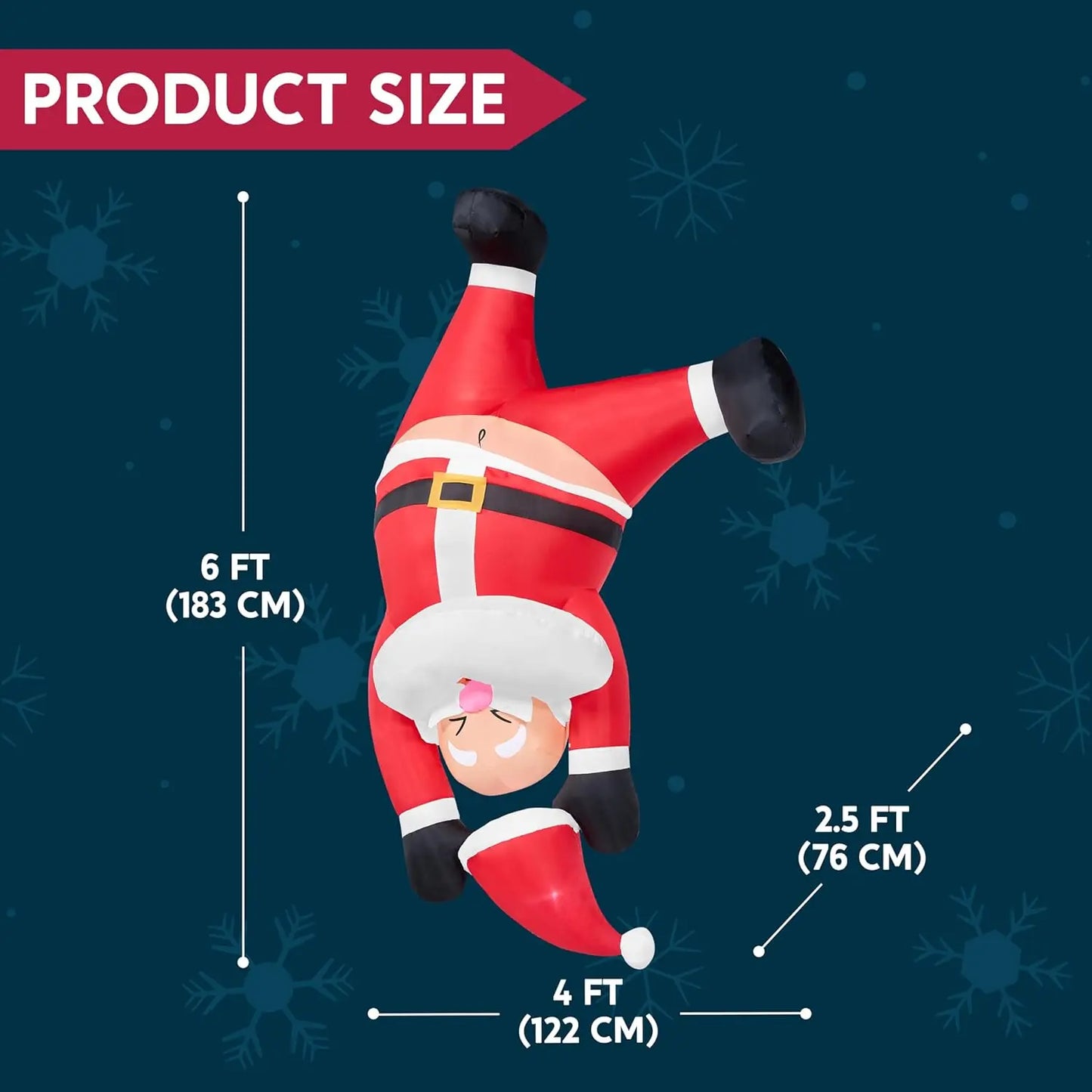 JOYFY 6 FT Tall Hanging Christmas Santa Inflatables Decoration Santa Hanging Upside Down with Built-in LED for Xms Outdoor Decor