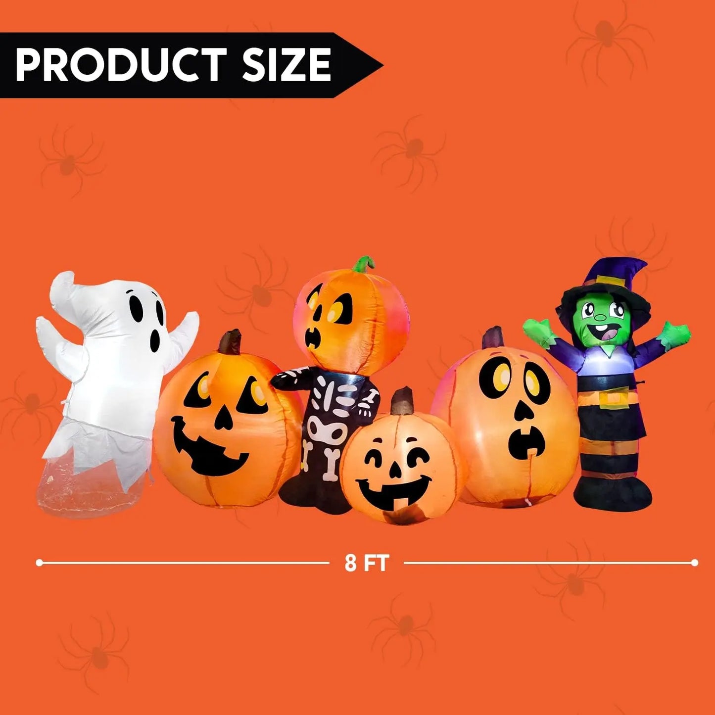 Joyfy 8 Ft Halloween Inflatable Three Characters Pumpkin Patch Outdoor Decor