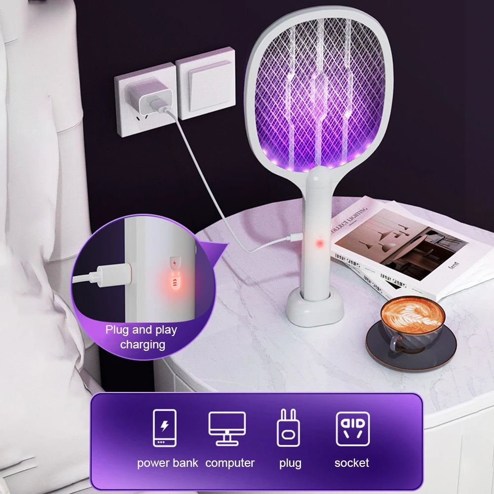 2 In 1 Electric Fly Swatter And Mosquito Trap Lamp Rechargeable
