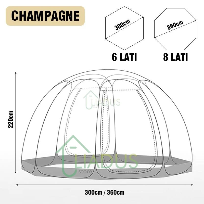 4-8 Person Transparent Dome Tent Mushroom Shaped Waterproof Camping Shelter
