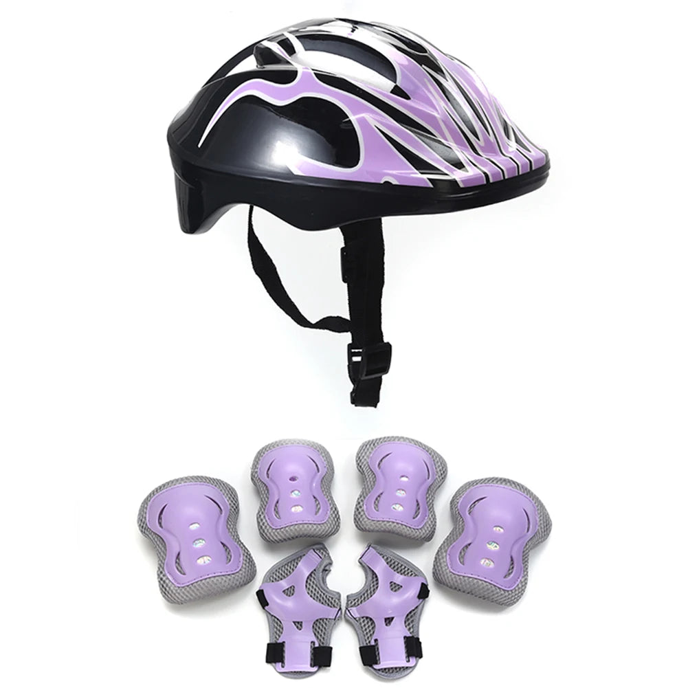 7Pcs Kids Bike Helmet Knee Elbow Wrist Pads Kids Protective Gear Set for Bicycle Cycling Skateboard Scooter Skating