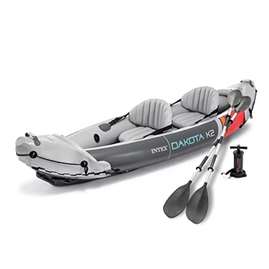 Two Person Inflatable Kayak Set Dakota K2 With 86 Inch Oars And Pump
