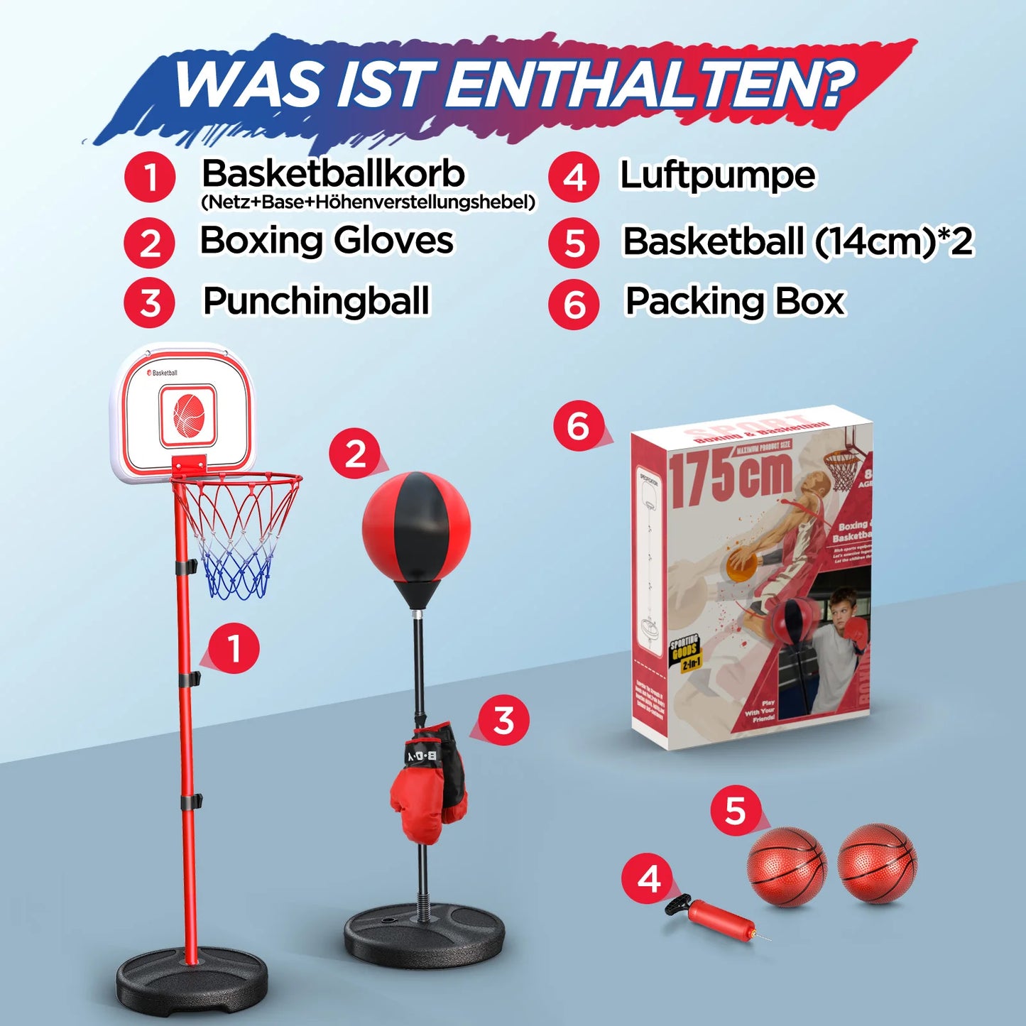 2 In 1 Kids Basketball Hoop And Punching Bag, Adjustable Basketball Set, Standing Punching Bag,Indoor Outdoor Sport Toys