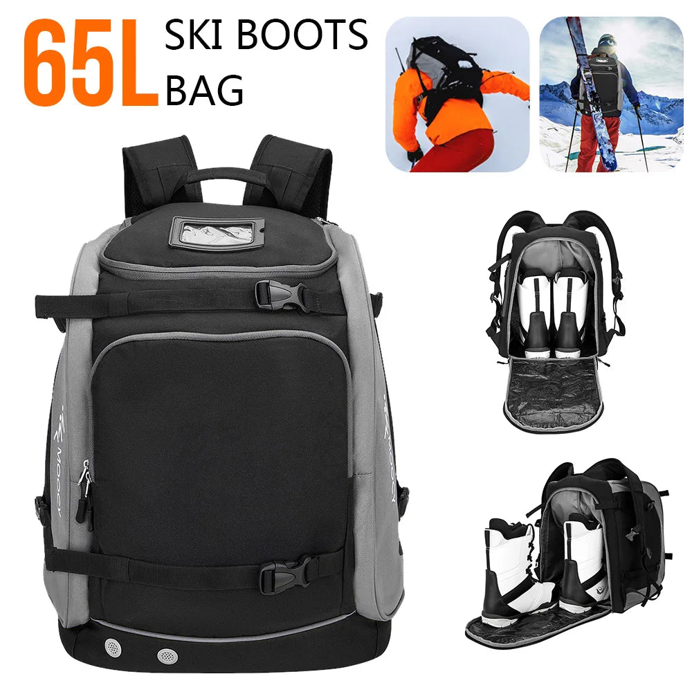 65L Ski Boot Bag Waterproof Rucksack With Helmet Compartment For Men Women