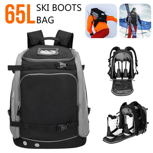 65L Ski Boot Bag Waterproof Rucksack With Helmet Compartment For Men Women