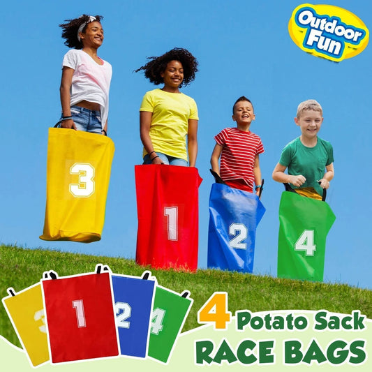 4pcs kids' canvas kangaroo hopping bags – sensory & educational, parent-child games. Perfect for outdoor lawn & family sports.