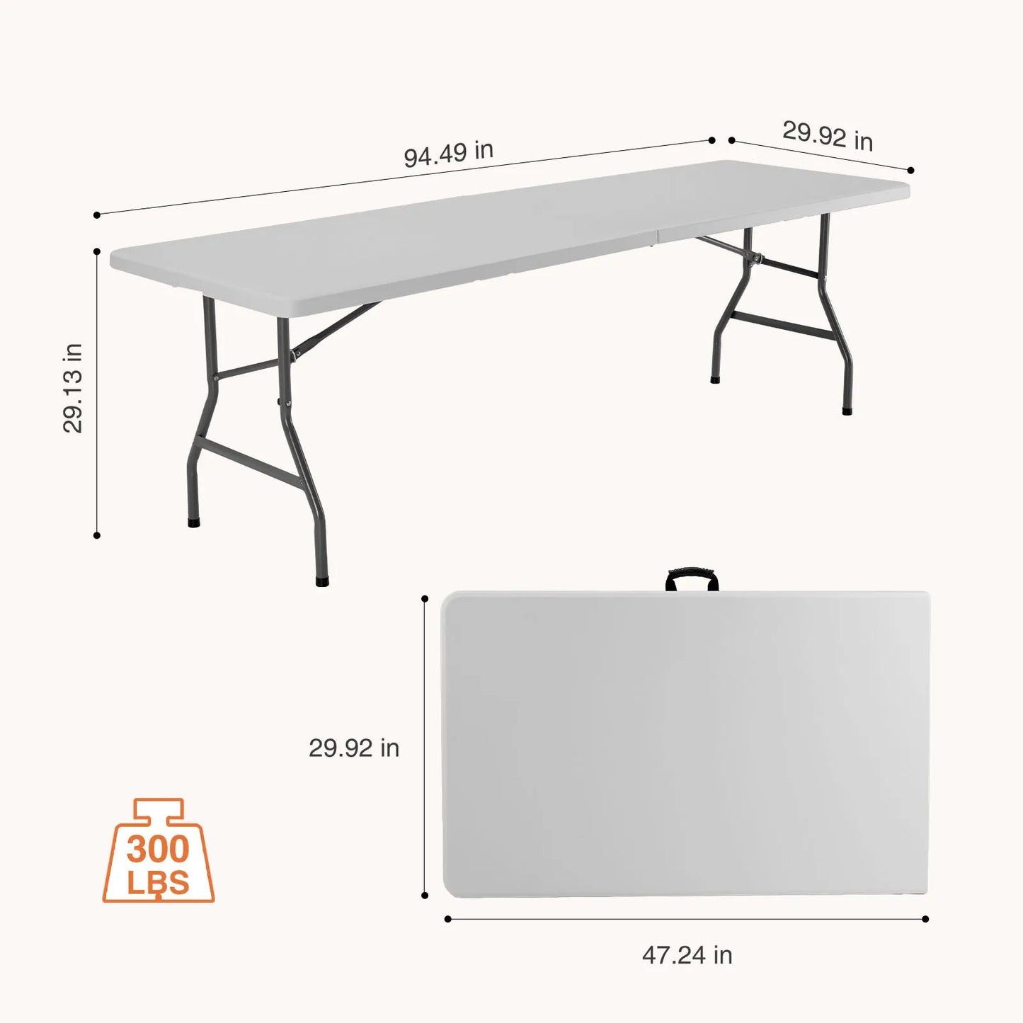 JHK Portable Folding Outdoor Indoor Table Heavy Duty Foldable Table with Carrying Handle Safety Lock For Camping Picnic Dining