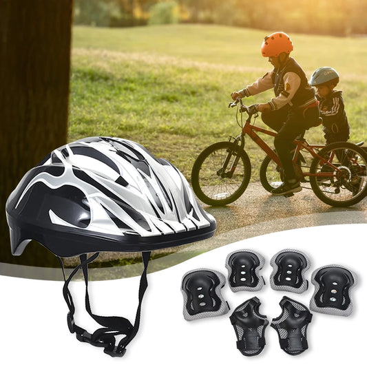 7Pcs Kids Bike Helmet Knee Elbow Wrist Pads Kids Protective Gear Set for Bicycle Cycling Skateboard Scooter Skating