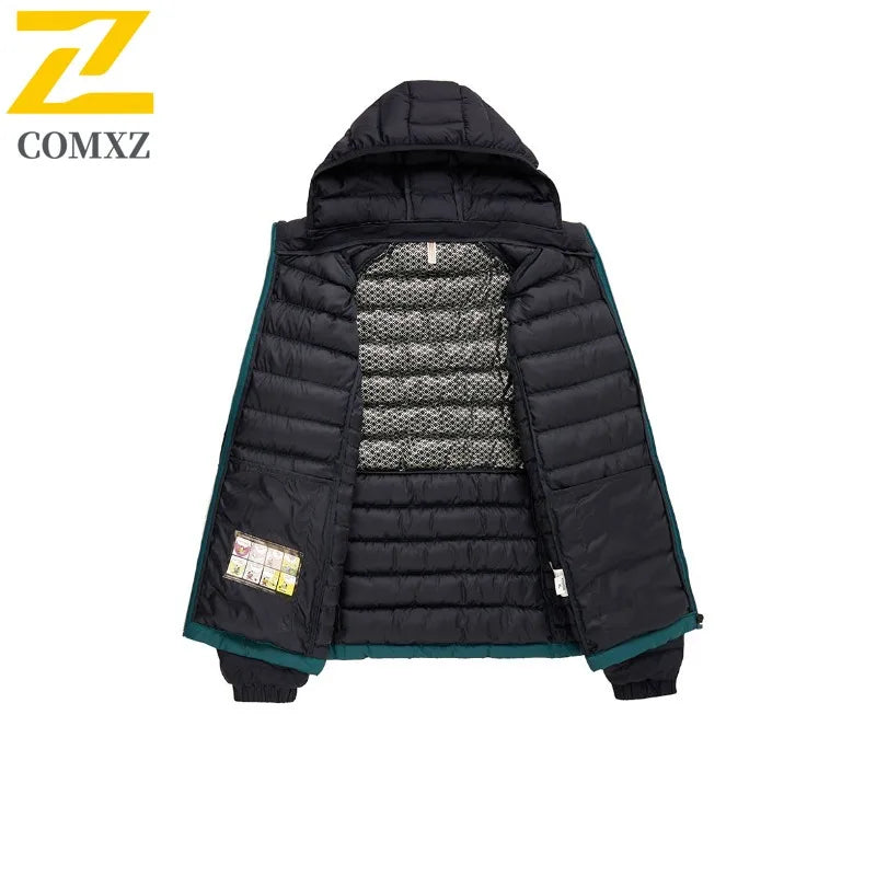 COMXZ Mens Winter Hooded Cotton Jacket With Fleece Lined Parka