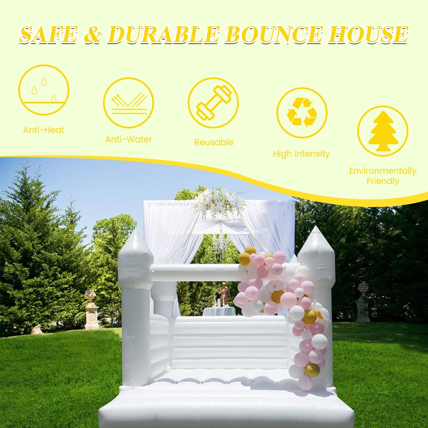 Children's playground, children's toys 13x12FT Giant Inflatable White Bounce House PVC Bouncy Castle for Wedding Party