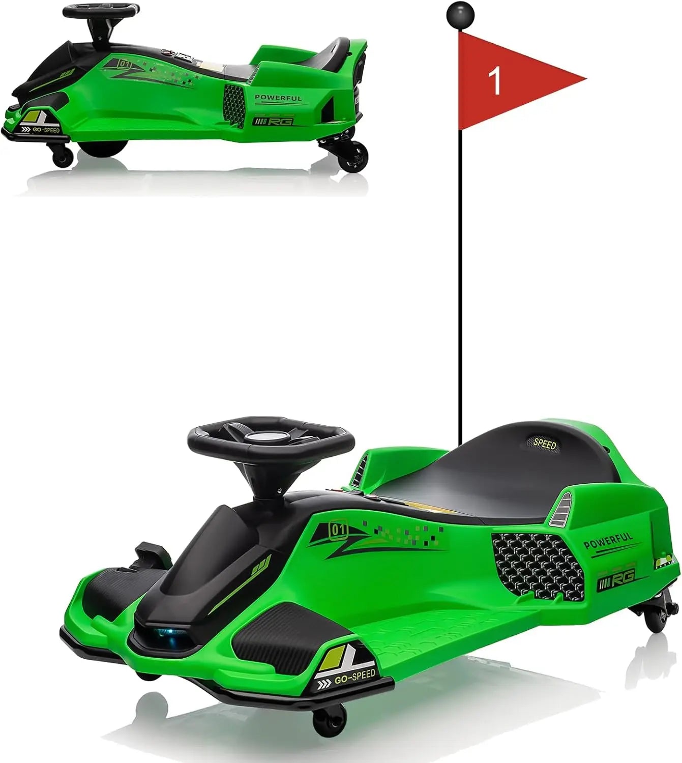 12V Ride On Go Kart with 45W Brushless Quiet Motor 5 mph Electric Drifting Go-Kart Battery Powered Outdoor Ride On Toy for Teens