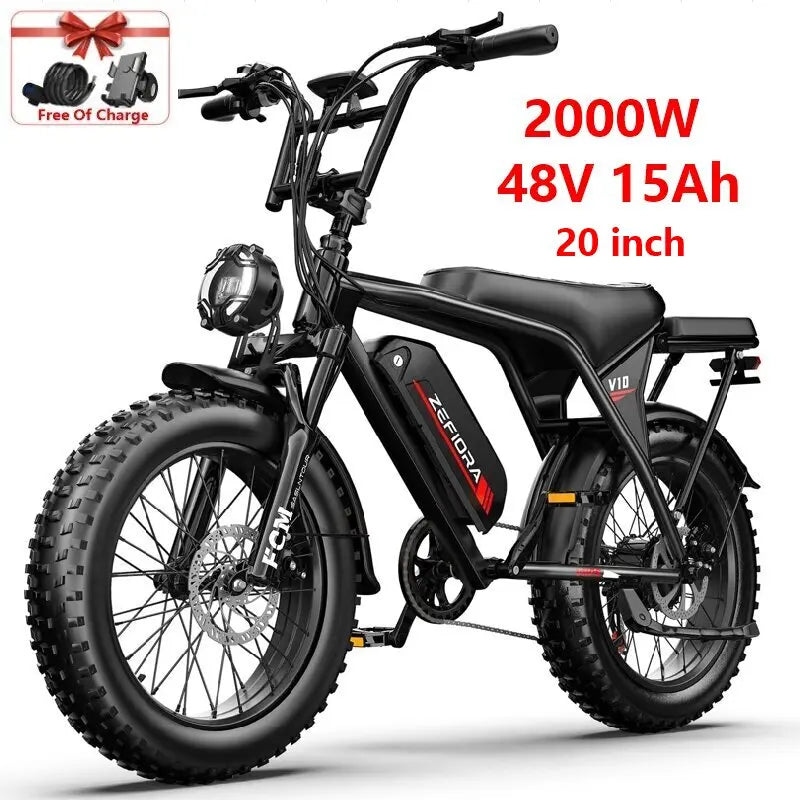 ZEFIORA Electric Fat Bike 1000W 2000W Brushless Motor