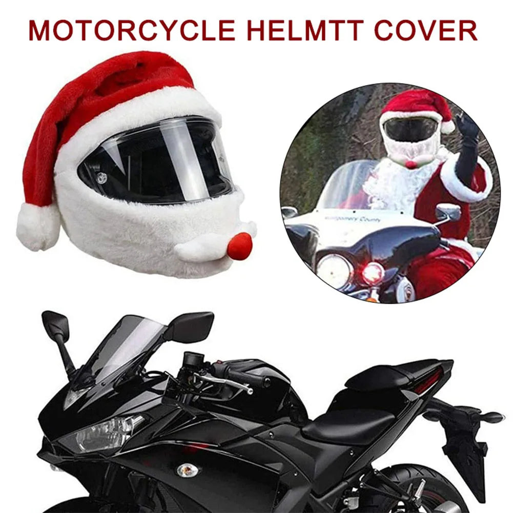 Santa Claus Plush Christmas Helmet Cover Full Face Motorcycle Helmets