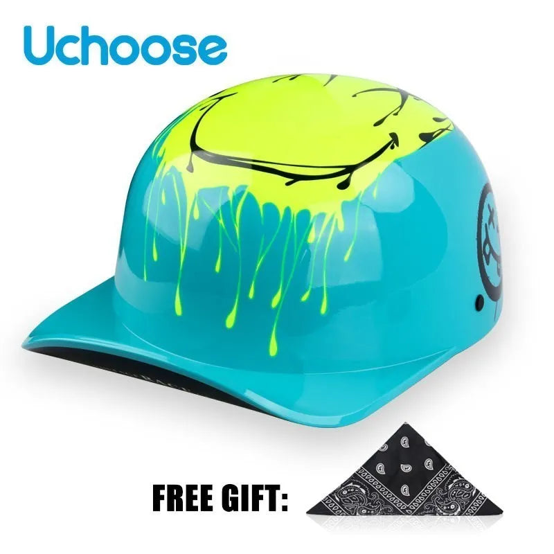 Uchoose Baseball Cap Helmet Motorcycle Vintage Retro Helmets Summer Open Face Scooter Cruiser Chopper Gangster DS Men Women Kid