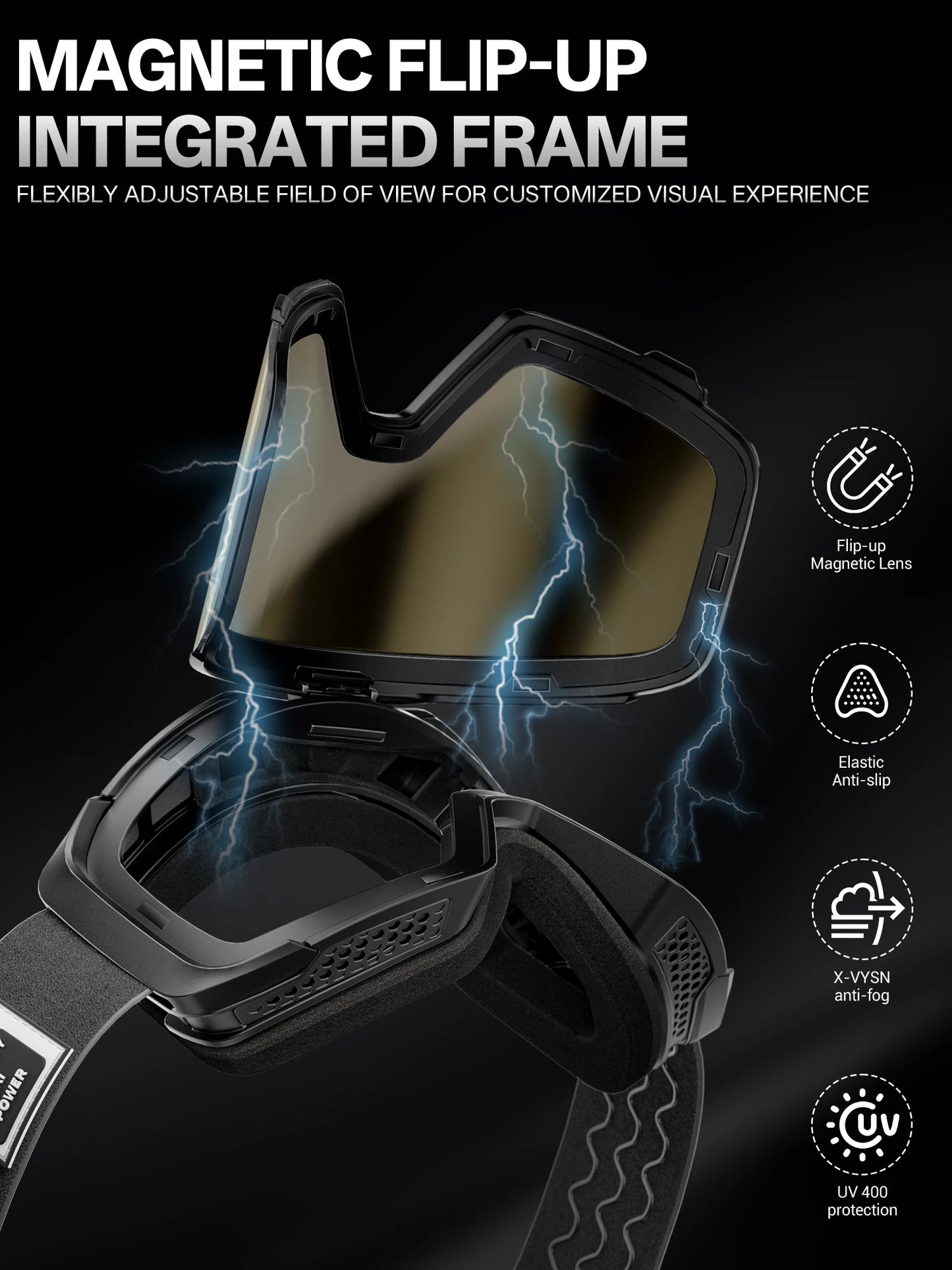 KAPVOE Outdoor Photochromic Ski Goggles UV400 Anti Fog Magnetic Snow Glasses