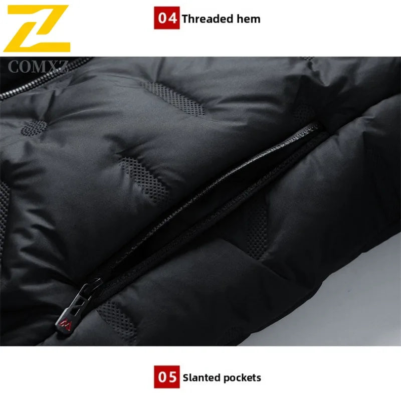 COMXZ Mens Parker Coat Branded Luxury Winter Padding Jacket For Office