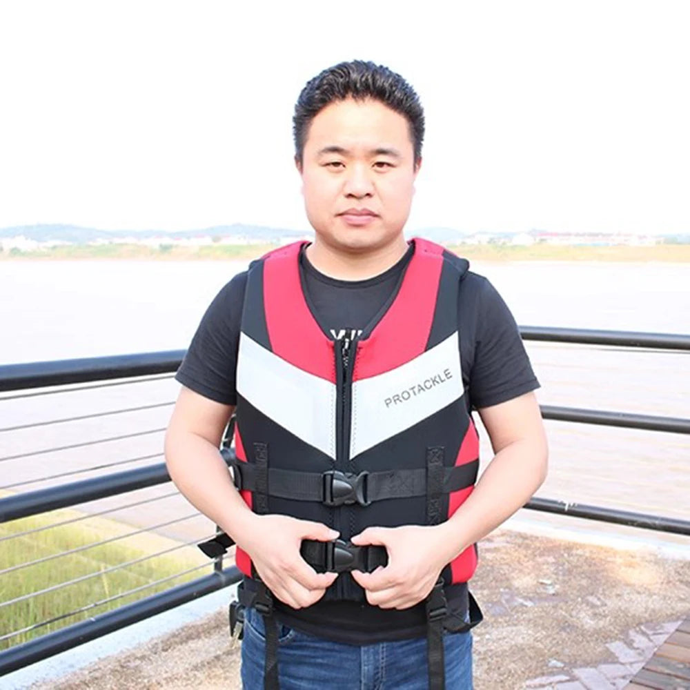 Neoprene Sea Life Jacket Adults Men Buoyancy Drifting Safety Vest Buckle Floating Foam Surfing Sailboard Racing Boats Kayaks