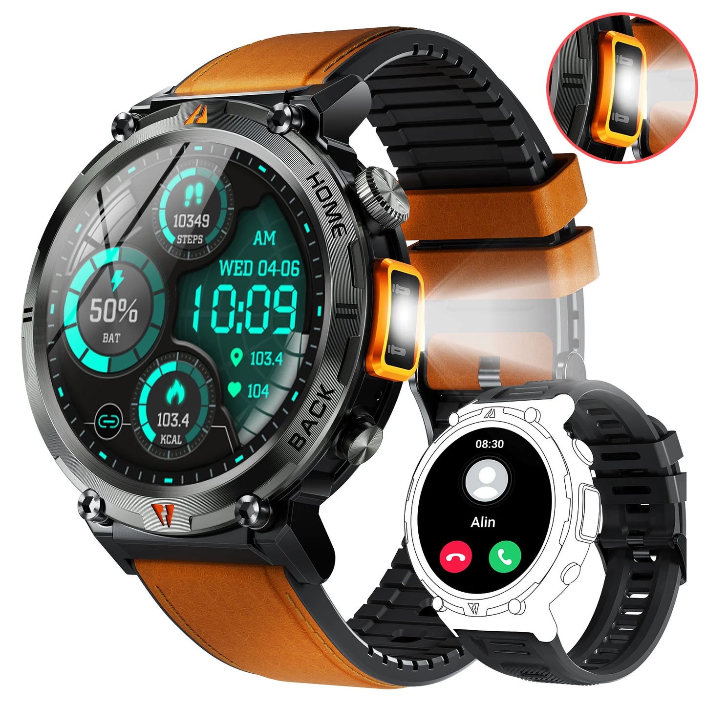 EIGIIS KE3 Bluetooth Smartwatch For Men With Health Heart Rate Monitor
