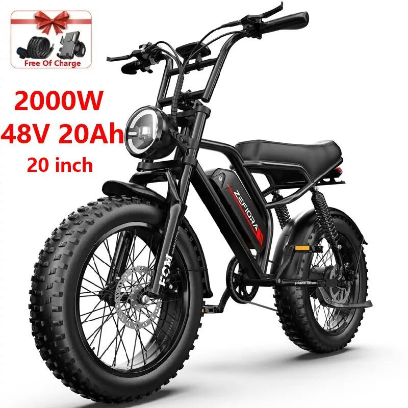 ZEFIORA Electric Fat Bike 1000W 2000W Brushless Motor
